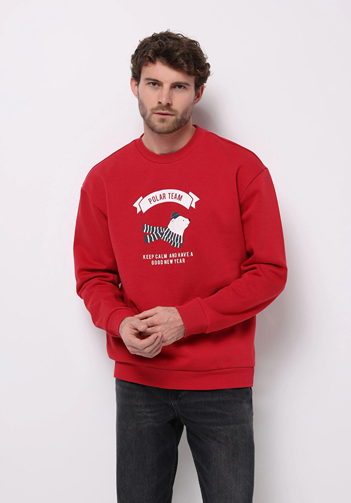 Comfort Fit   Erkek Kirmizi Sweatshirt