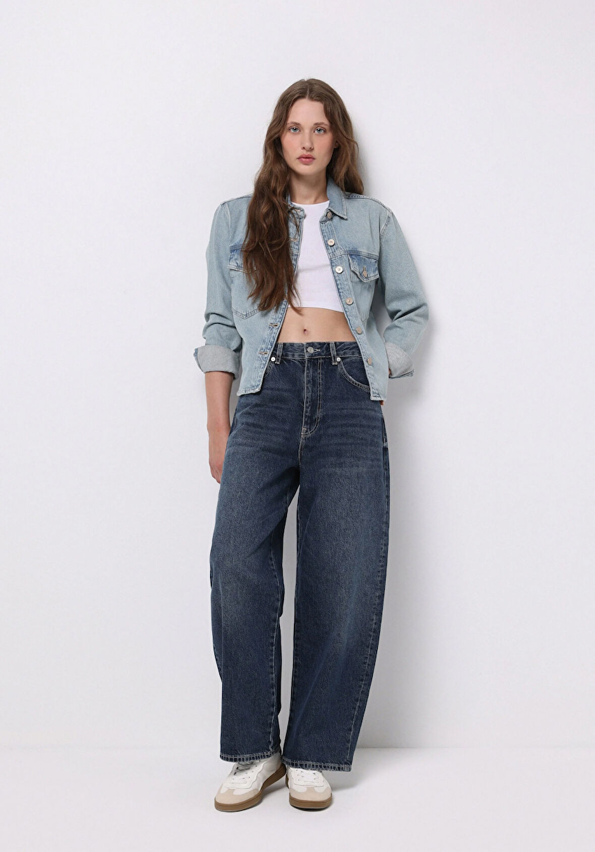 Baggy Fit   Kadın İndigo Jean Pantolon