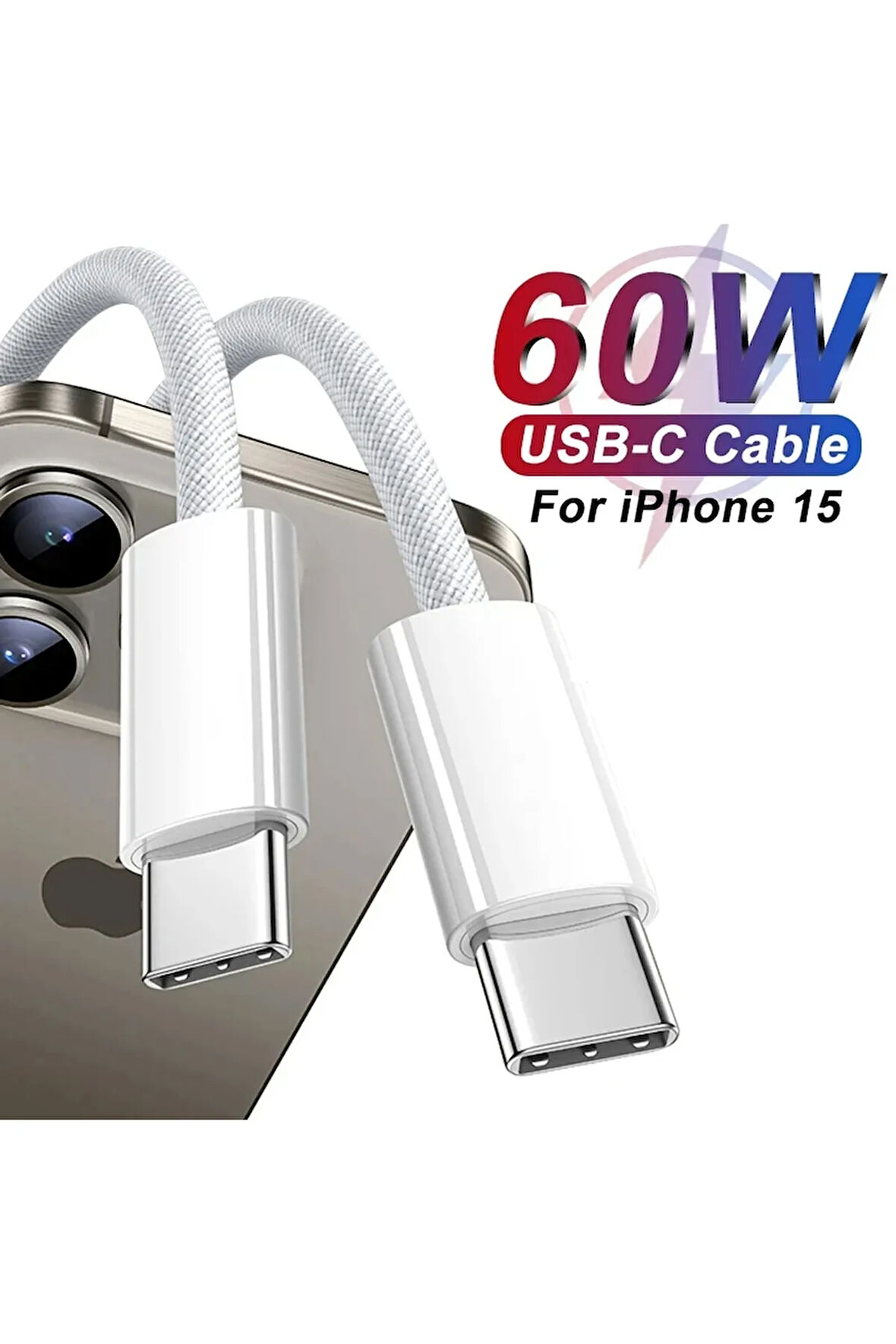 iPhone 15 Uyumlu Hızlı Şarj Kablosu Type-c