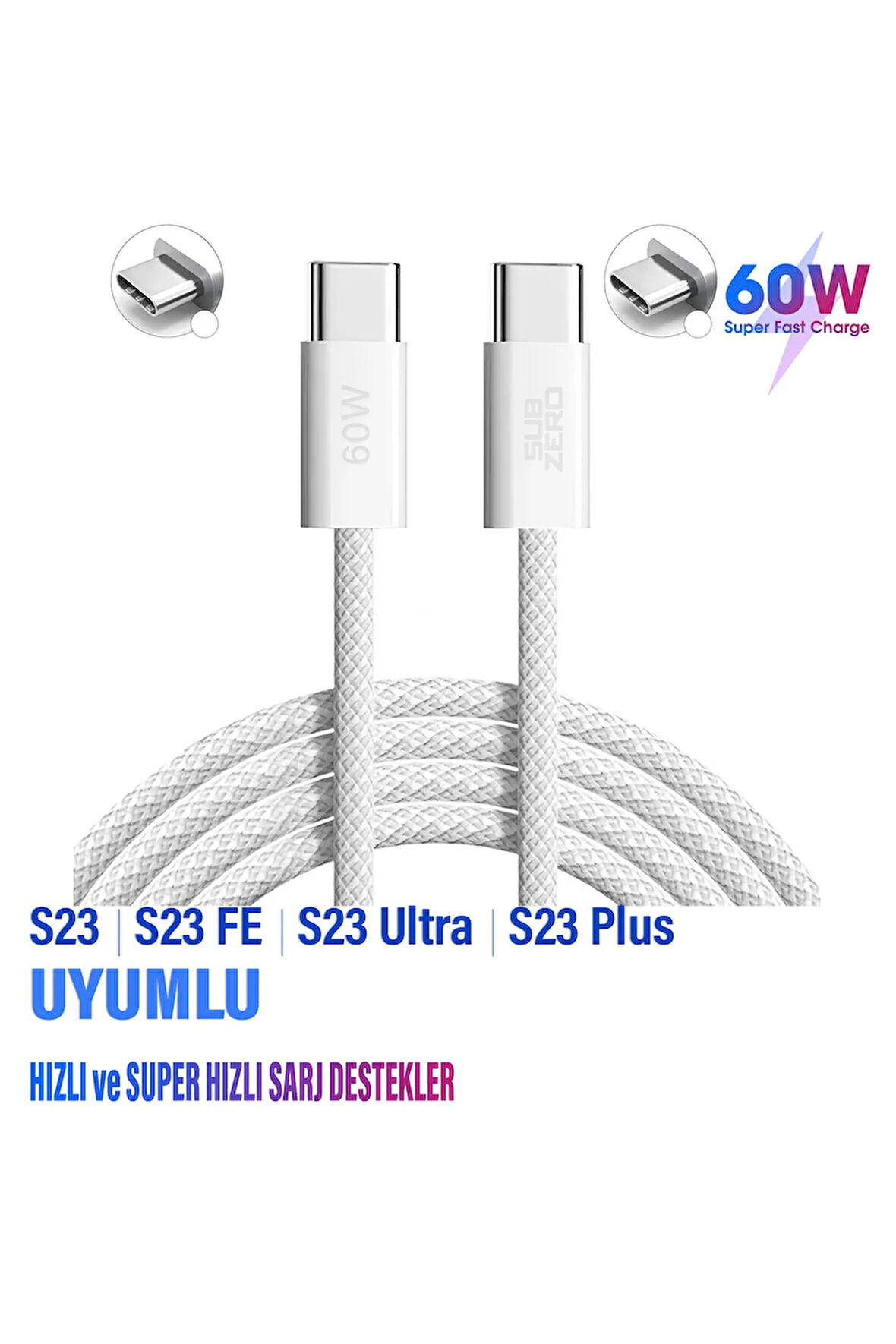 Samsung S23 - S23 FE - S23 Ultra - S23 Plus Şarj Kablosu Type-C Hızlı Şarj