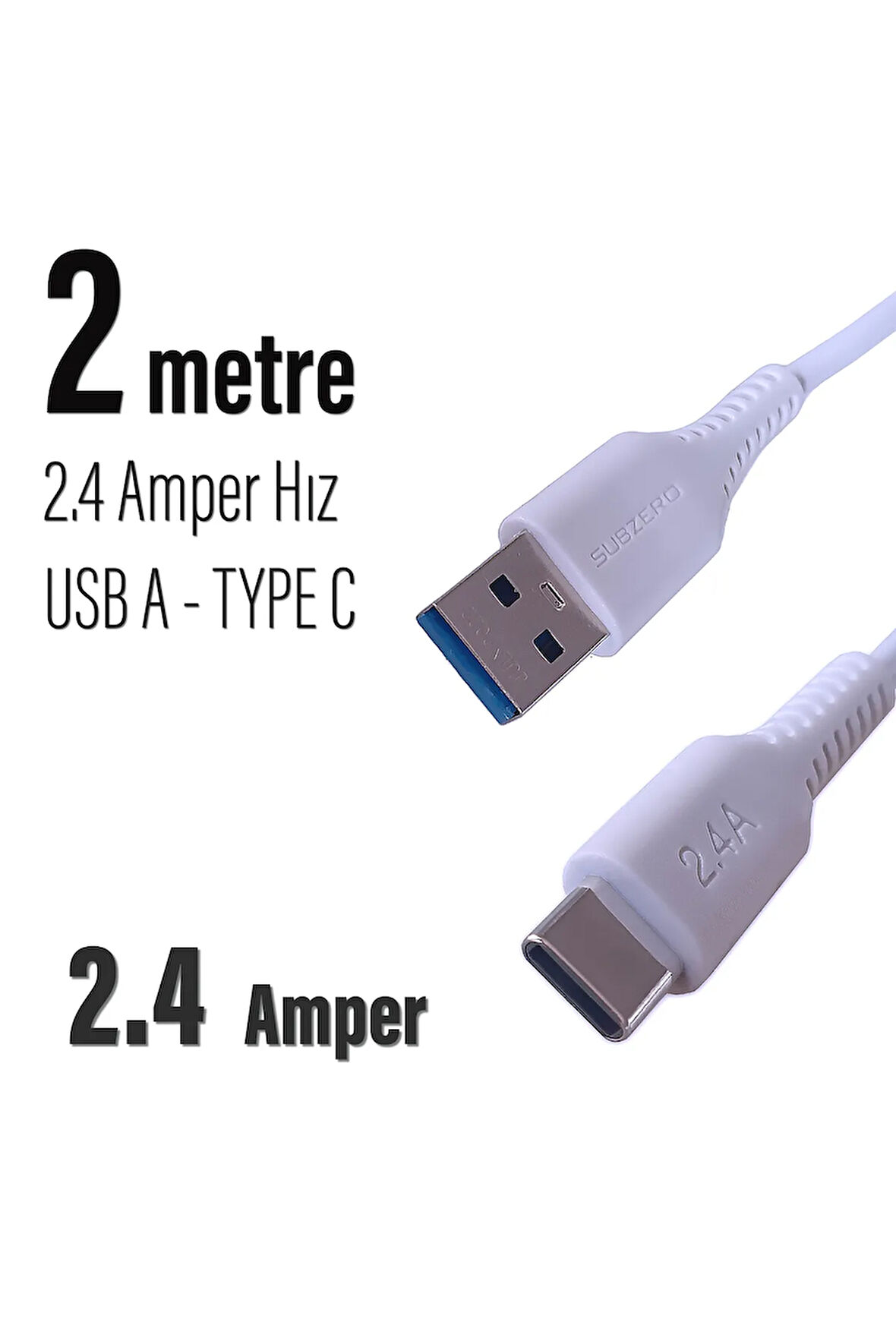 Uzun 2 Metre Type C Şarj Kablosu 200cm USB Type C