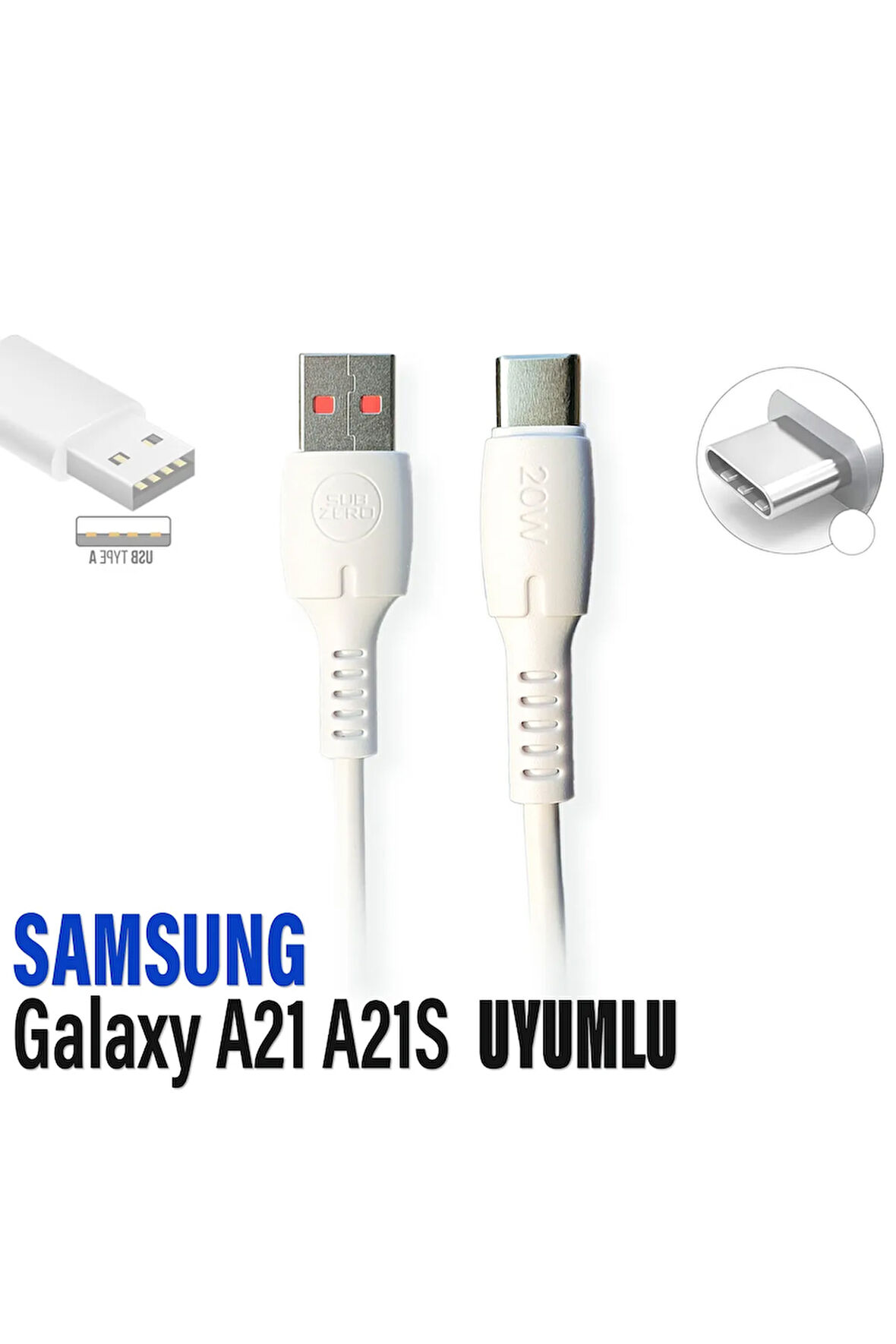 Samsung A21 Şarj Kablosu  Galaxy A21S Şarj Cihazı Kablosu 3.4A HIZLI Şarj