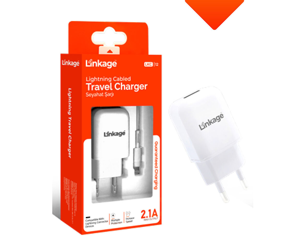 Lightning 2.1A 1XUSB Seyahat Şarjı 1mt Lightning Şarj Kablosu LKC-12