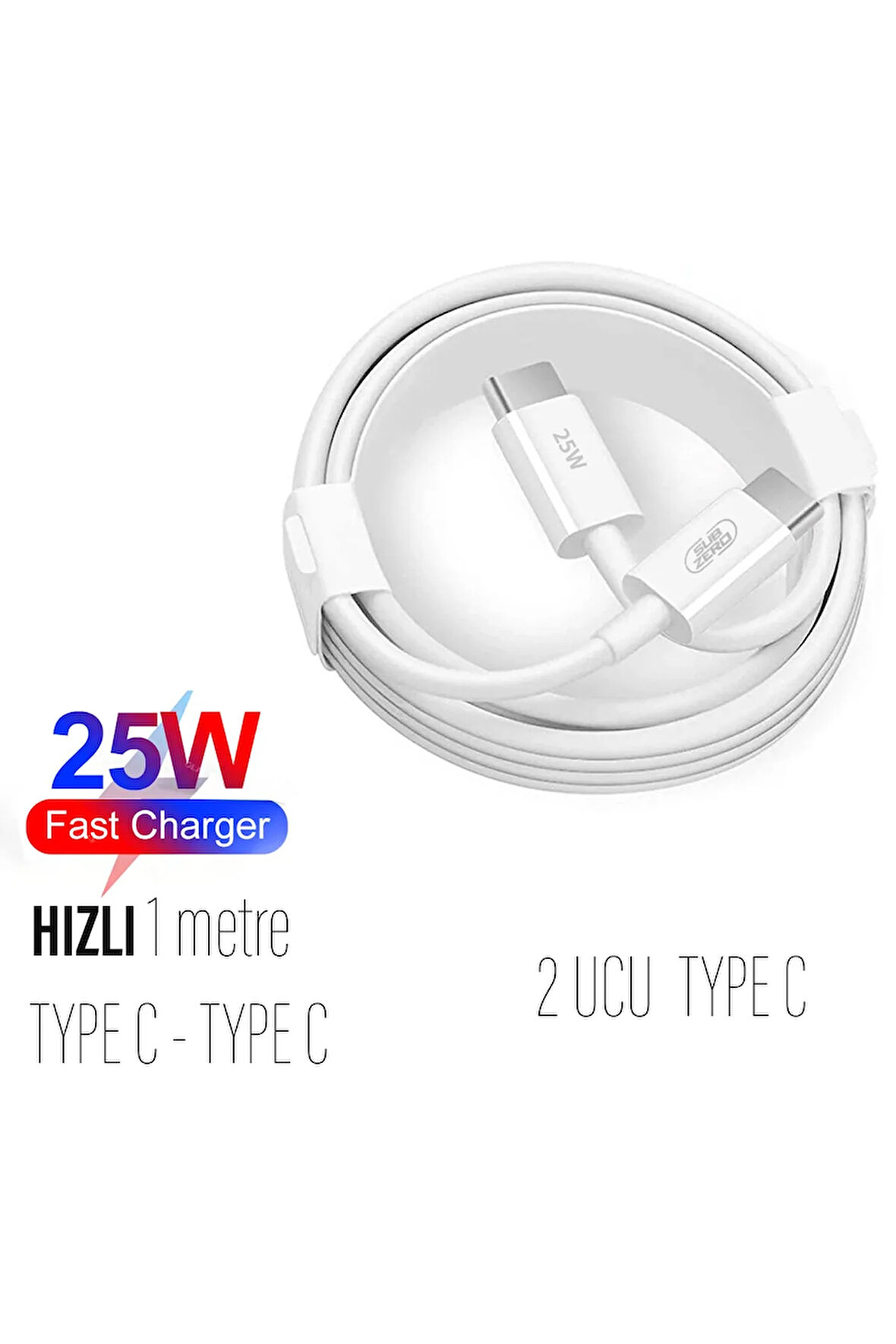 Samsung S20 - S20 FE - S20+ Plus - S22 Uyumlu Hızlı Şarj Kablosu 25W Hızlı İki Ucu Type-C Kablo