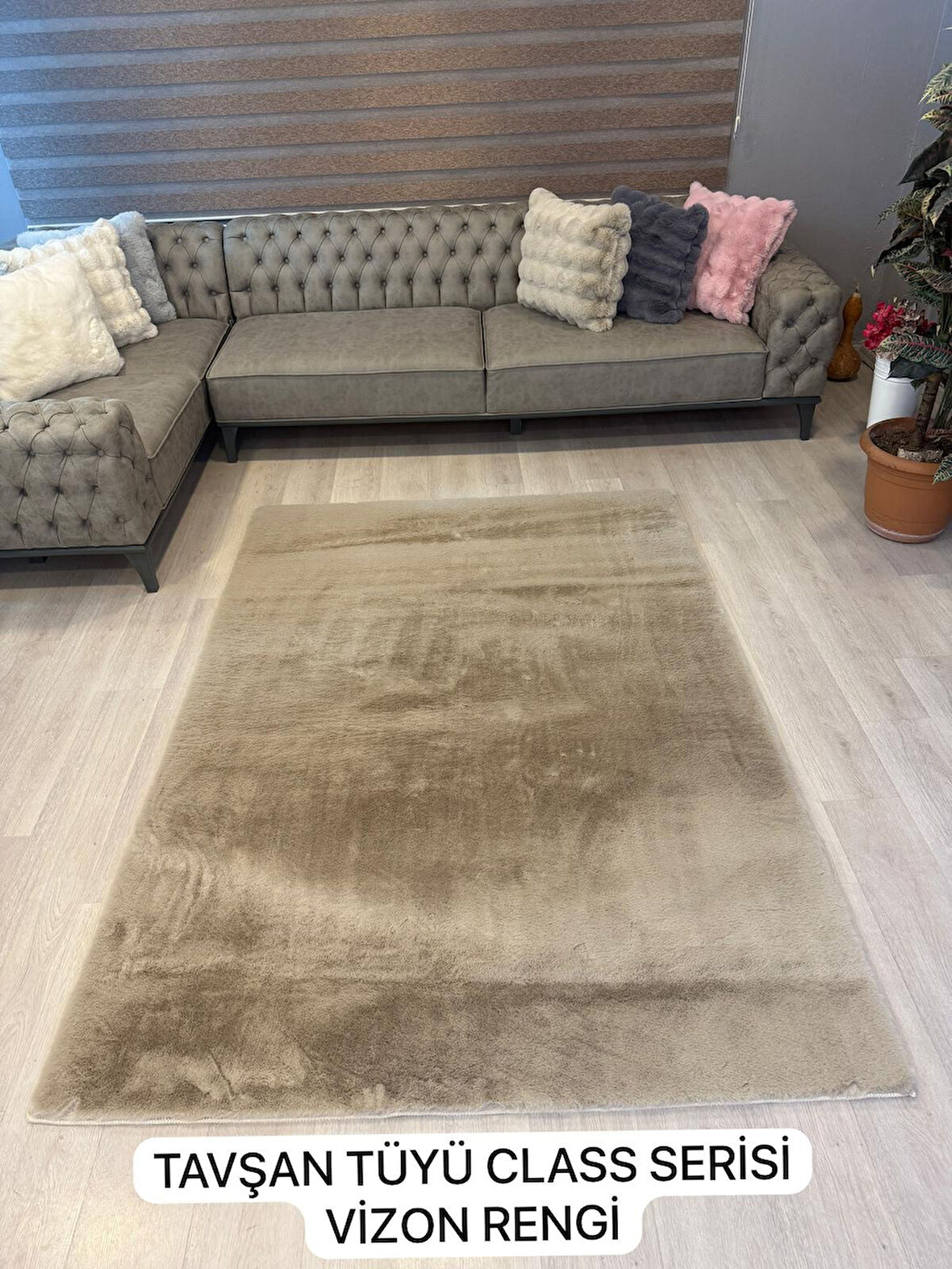 Aries Home Tavşan Tüyü Vizon Yumuşak Makinada Yıkanabilir Kaymaz Kalın Dekoratif Post Halı