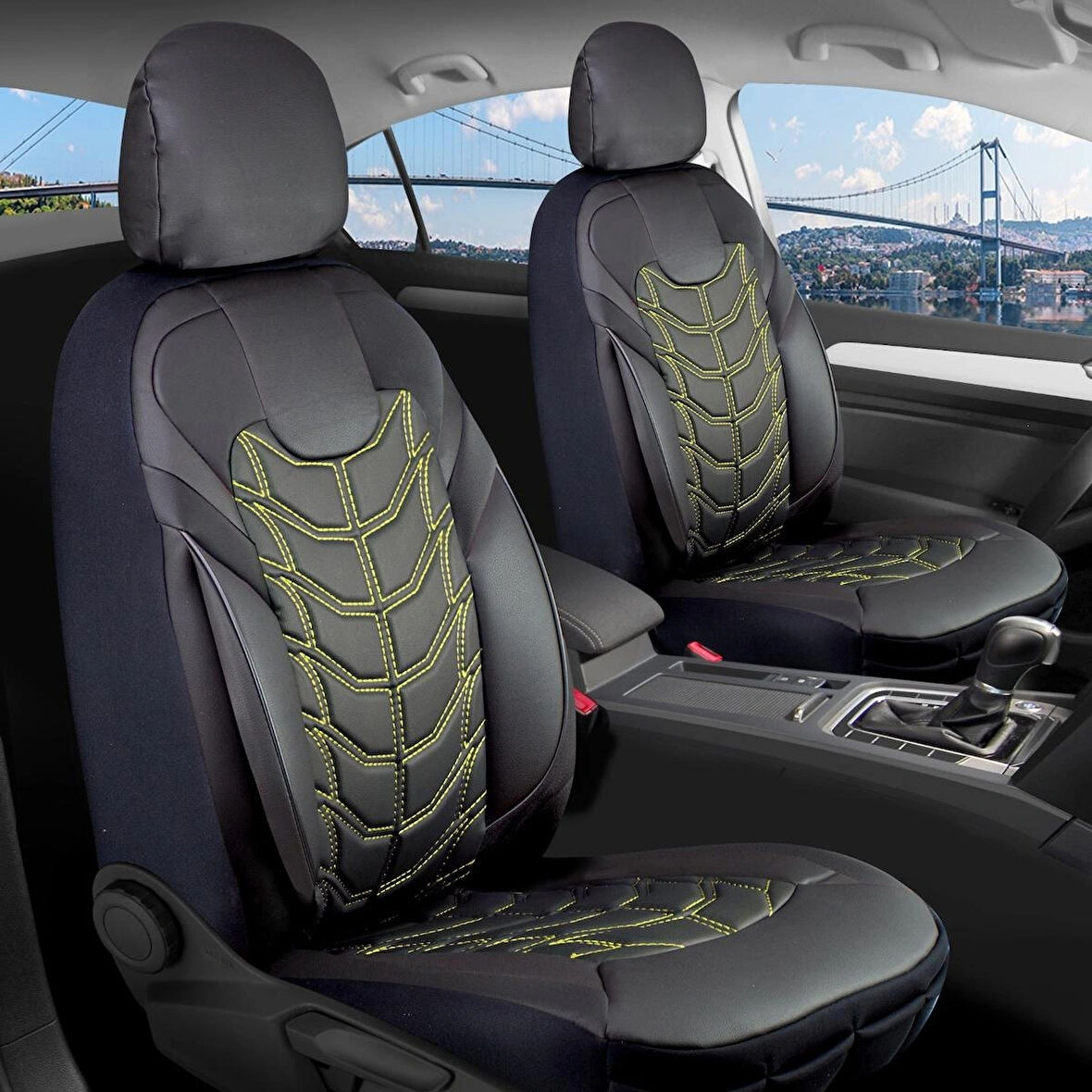 
Bmw 3 SERİSİ 328 Uyumlu Full Deri Oto Koltuk Kılıfı Ön Arka Set Classy Model Siyah Sarı SC