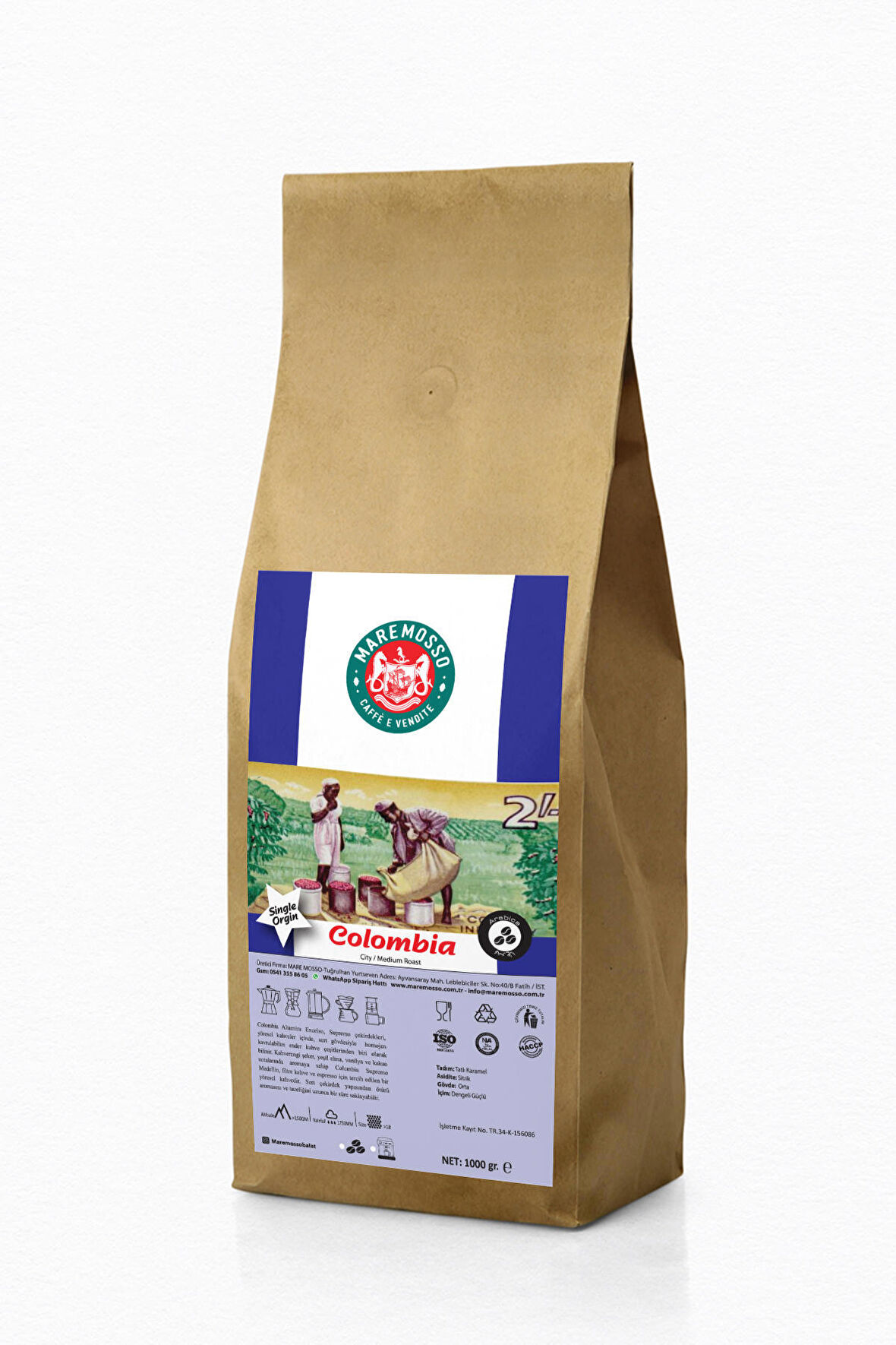 Colombia Supremo Çekirdek Filtre Kahve 1 Kg.