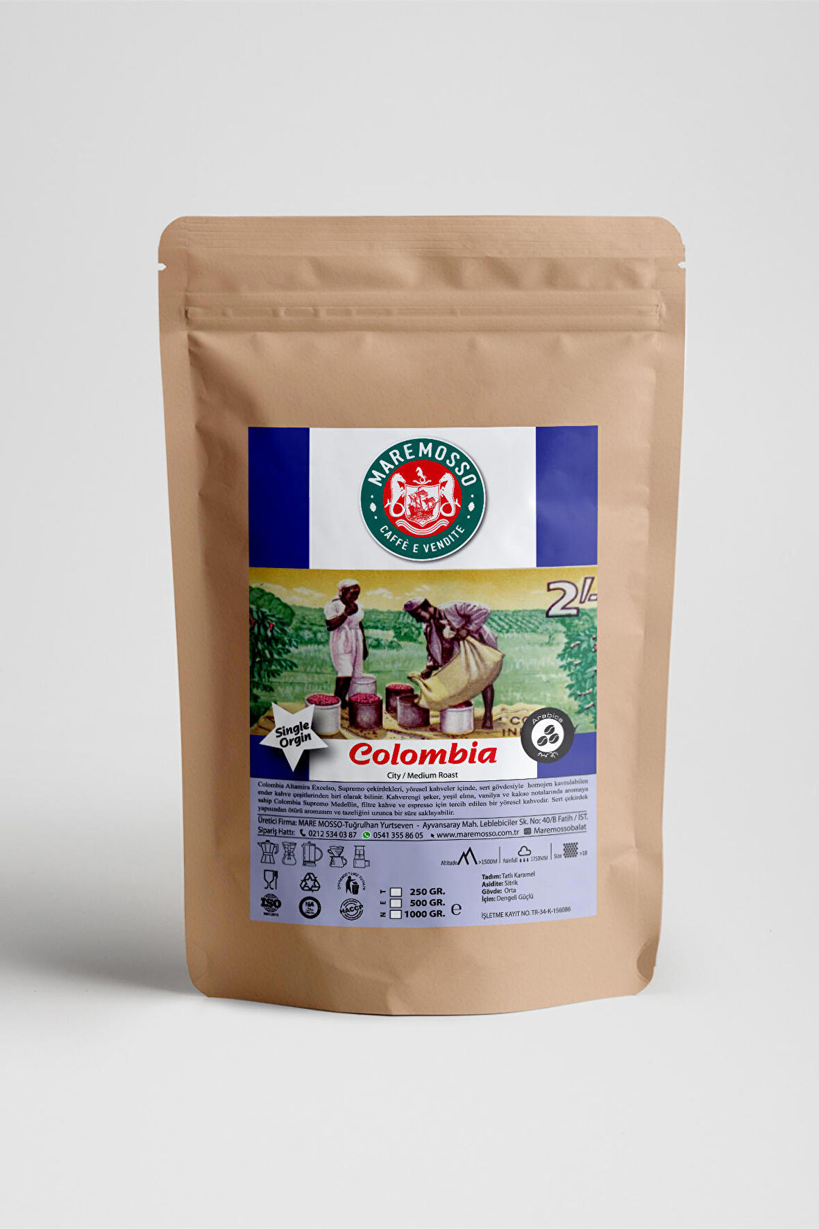 Colombia Supremo Çekirdek Filtre Kahve 250 Gr