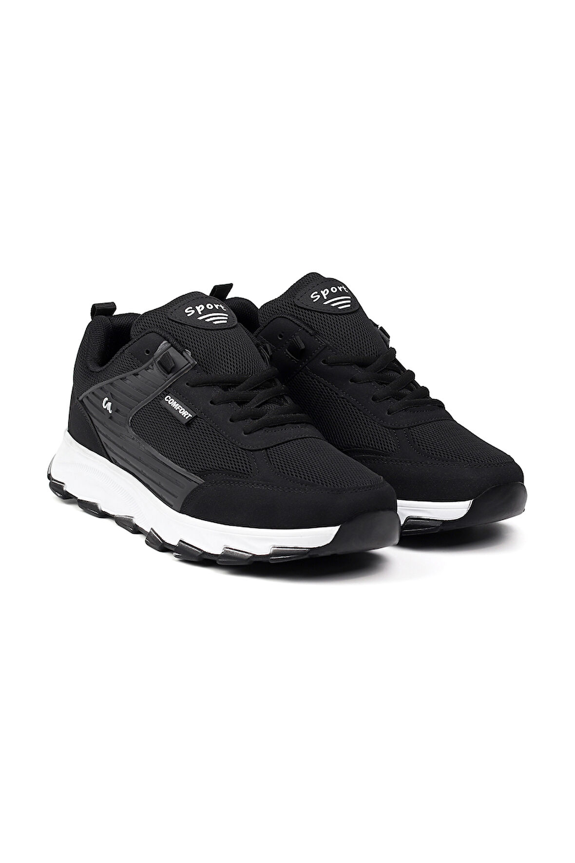 Erkek Siyah Spor Ayakkabı Rahat Yürüyüş Koşu Günlük Sneaker Bağcıklı Hafif Taban