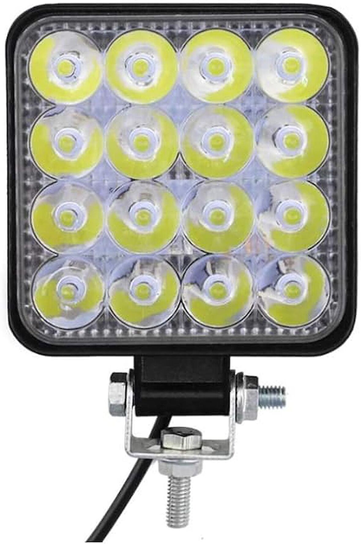 16 Ledli Çalışma Lambası Kare Siyah 12-24 Volt Uyumlu 1 Adet