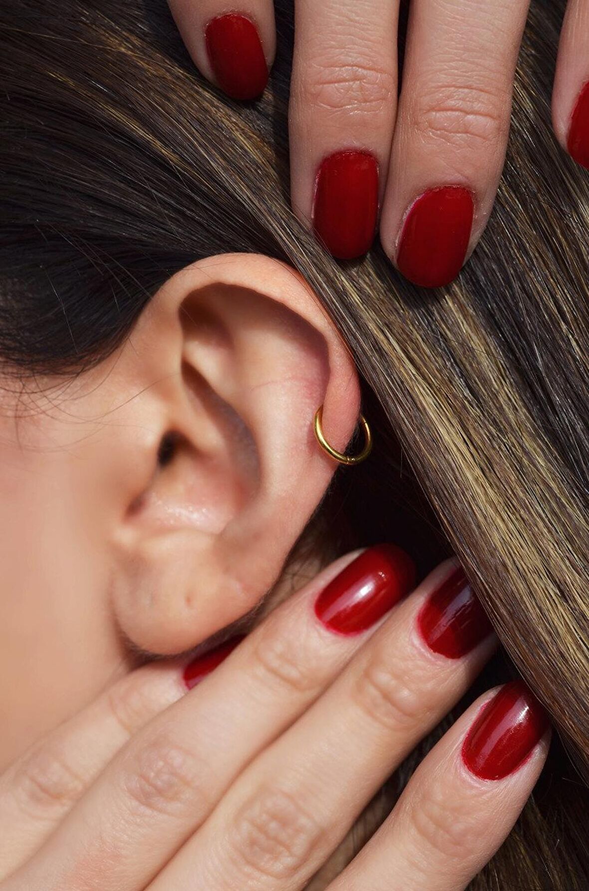 8 mm Çelik Düz Halka Tragus Piercing Helix Kıkırdak Küpesi Gold