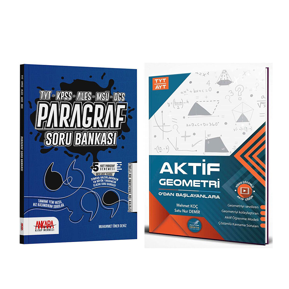 Aktif Geometri TYT AYT 0 dan Başlayanlara ve AKM Paragraf Soru Bankası Seti 2 Kitap