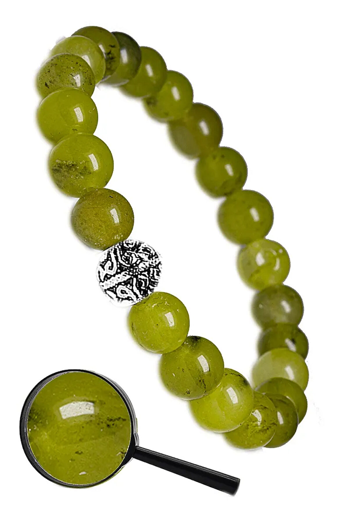 Sertifikalı Aaa+ Gerçek Yeşim Taşı Bileklik - Gümüş Aparatlı