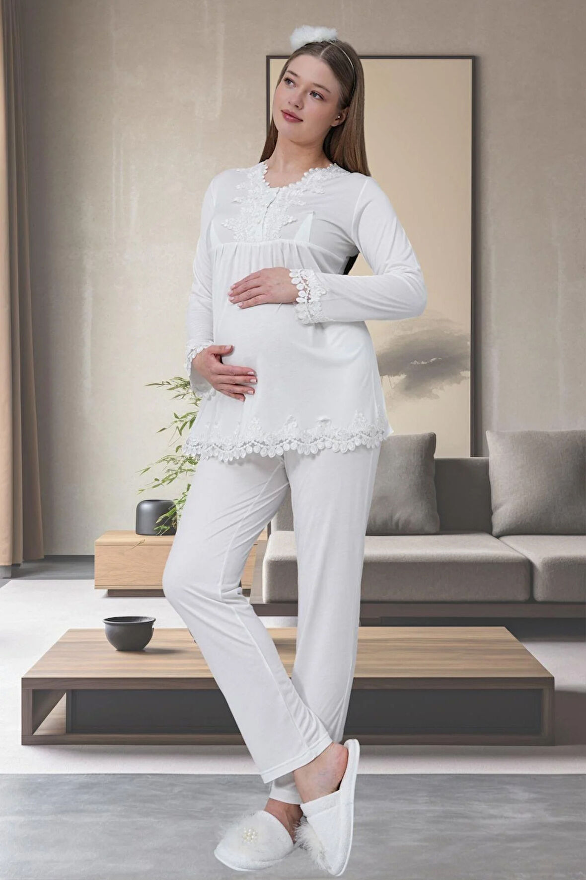 Mecit Ekru 1501 Hamile Lohusa Pijama Takımı