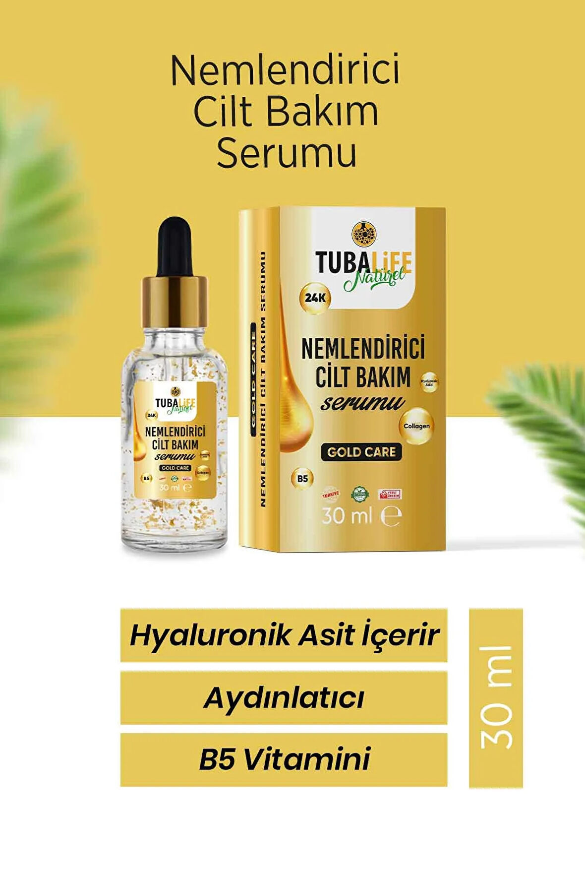 Tubalife Nemlendirici Aydınlatıcı Hyaluronik Asit İçeren Cilt Bakım Serumu 30 ml