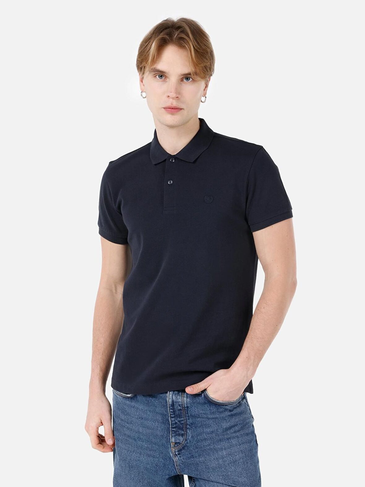 Regular Fit Lacivert Erkek Polo Yaka Kısa Kol Tişört Cltkttshm0766200