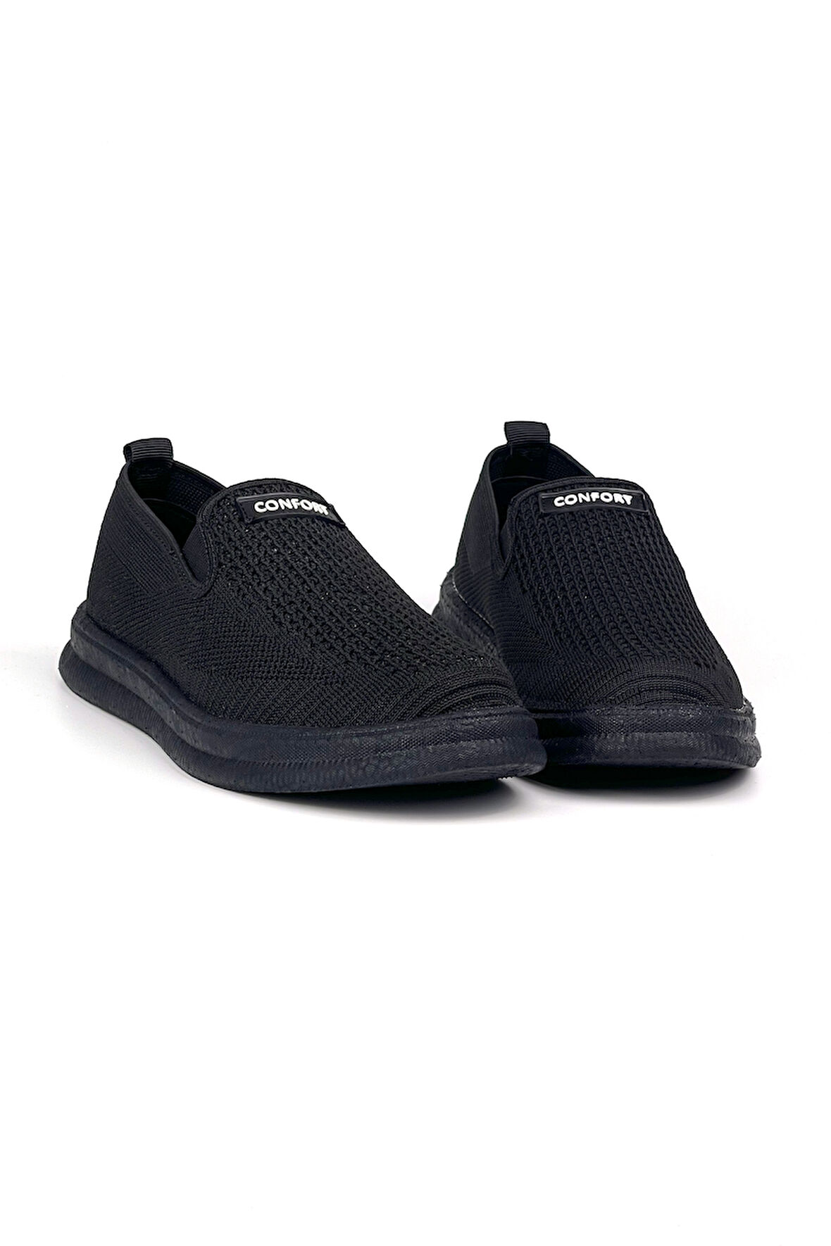 Erkek Siyah Çok Hafif Triko Bağcıksız Esnek Hafif Günlük Casual Sneaker Spor Ayakkabı
