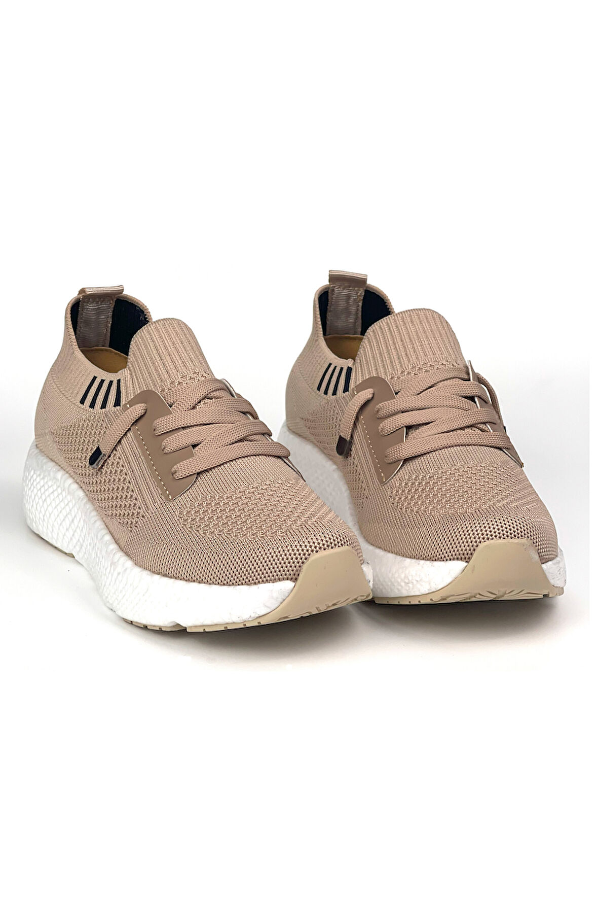 Kadın  Bej Triko Günlük Rahat Ortopedik Terletmeyen Spor Sneaker Ayakkabı