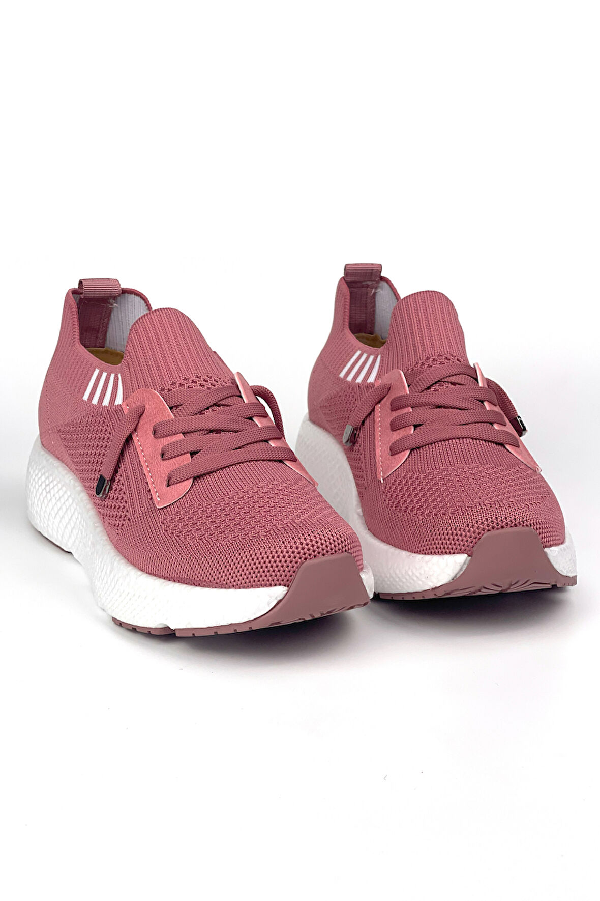 Kadın Gül Kurusu Çok Hafif Triko Günlük Rahat Ortopedik Terletmeyen Spor Sneaker Ayakkabı