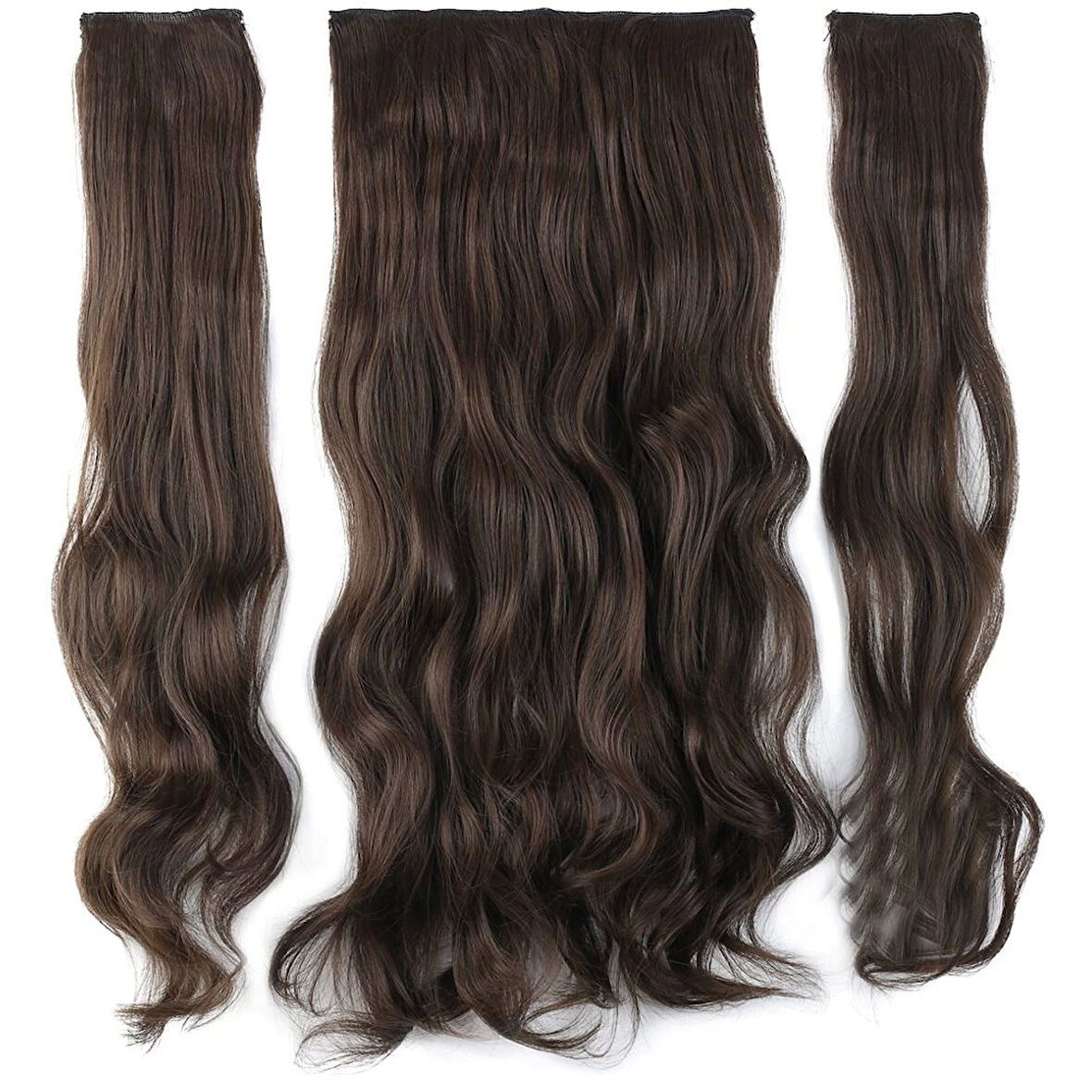Kanekalon Fiber  Sentetik Dalgalı Yarım Ay + 2 Yan Saç Çıt Çıt  / Açık Kahve /  (CLZ175)