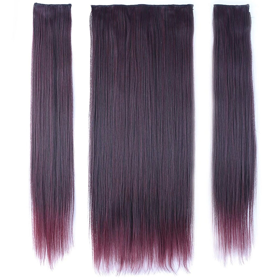 Kanekalon Fiber  Sentetik Düz Yarım Ay + 2 Yan Saç Çıt Çıt  / Koyu Kızıl /  (CLZ175)