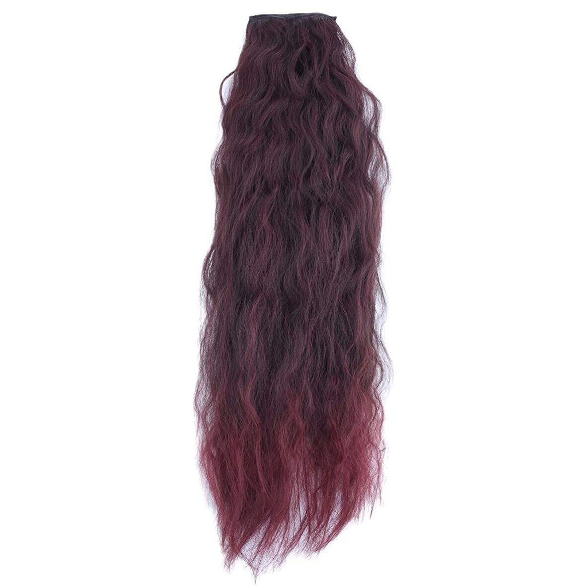 Kanekalon Fiber  Sentetik Kabartılmış Dalgalı 8 Parça Saç Çıt Çıt  / Koyu Kızıl /  (CLZ175)
