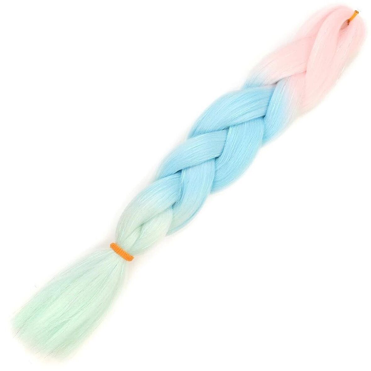 Simli Şeker Pembe / Açık Mavi / Su Yeşili Renk Geçişli Örgülük Saç 100 Gr. /  (CLZ175)