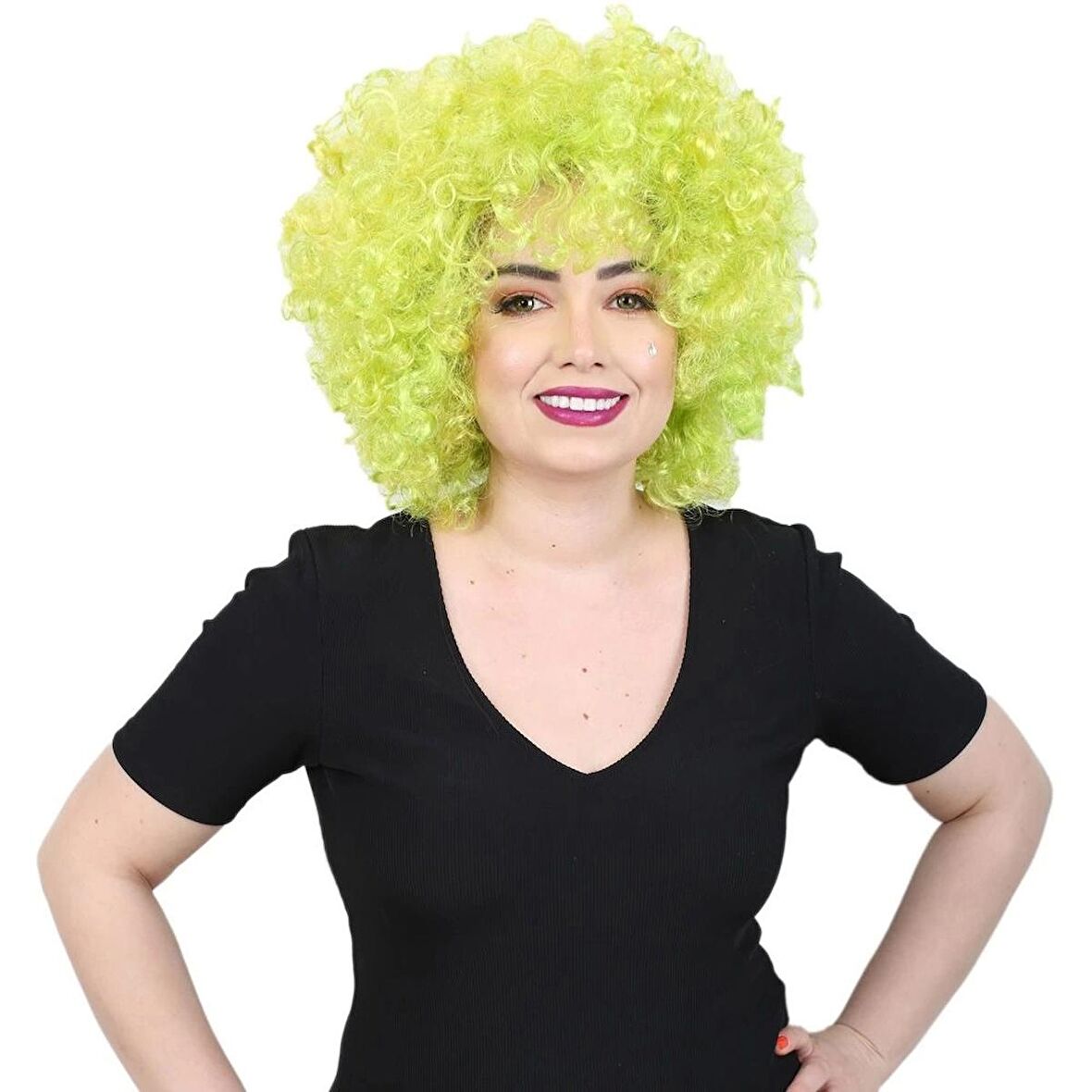 Animasyon Parti Ve Palyaço Peruğu / Neon Yeşil /  (CLZ175)