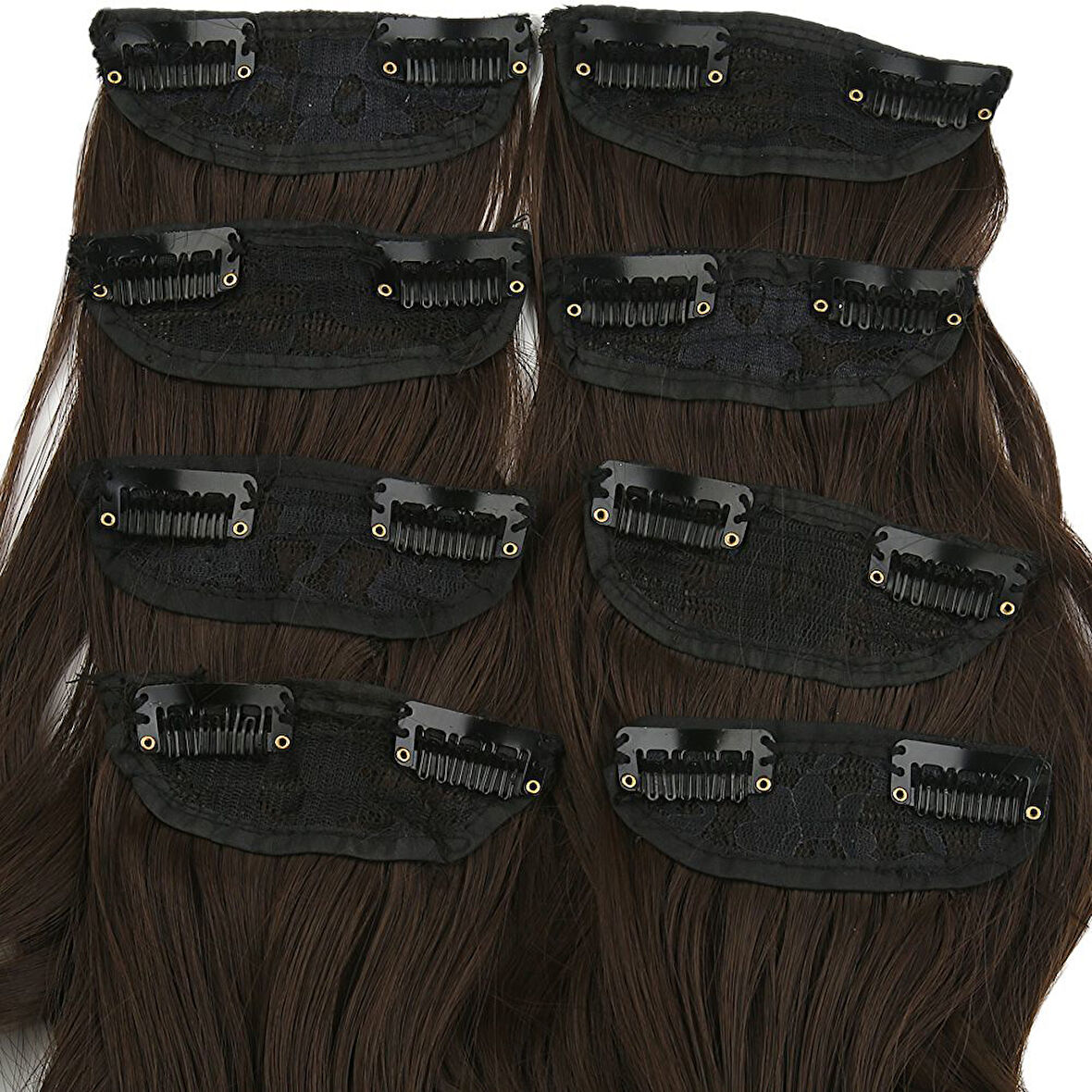 Fiber Sentetik Dalgalı 8 Parça Çıt Çıt / Açık Kahve