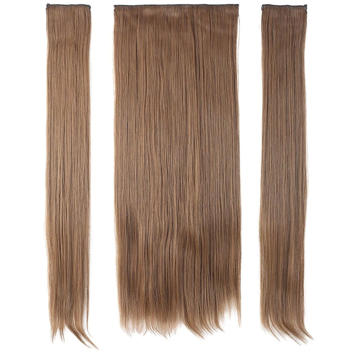 Kanekalon Fiber  Sentetik Düz Yarım Ay + 2 Yan Saç Çıt Çıt  / Kumral /  (CLZ175)