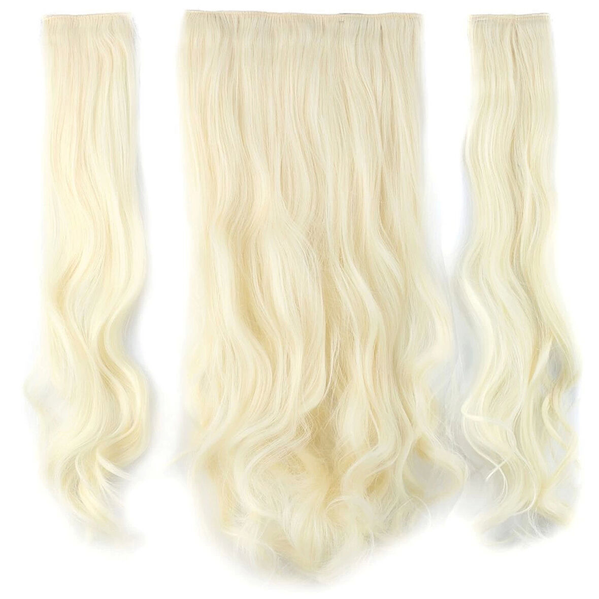 Kanekalon Fiber  Sentetik Dalgalı Yarım Ay + 2 Yan Saç Çıt Çıt  / Platin /  (CLZ175)