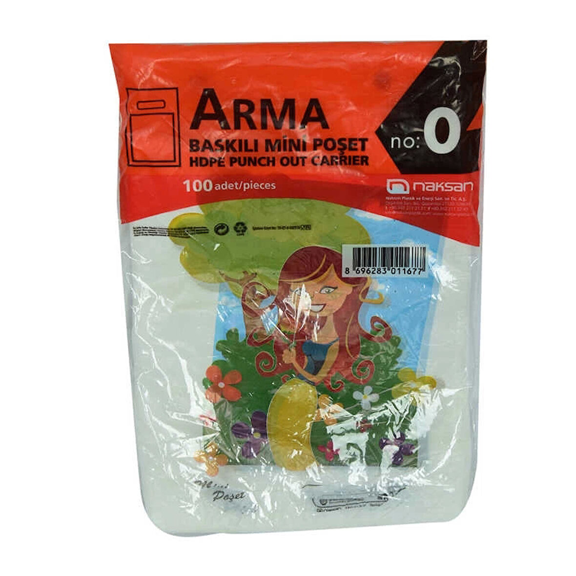 Arma Baskılı Mini Poşet Eczane Mağaza Dükkan Poşeti Karma Desen Renk 32X20 Cm 100 Adet No:0