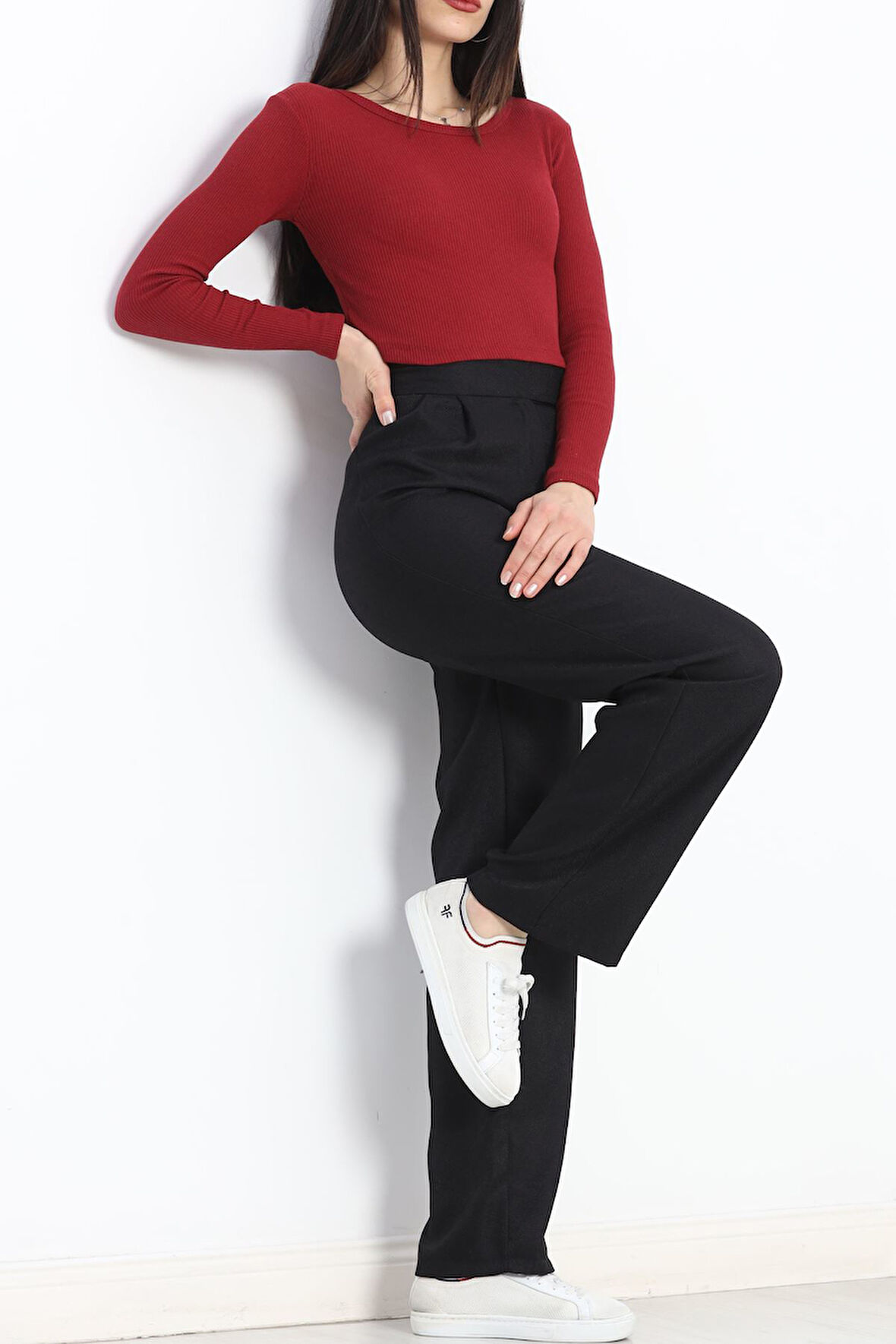 Kaşkorse Bisiklet Yaka Crop Body Bordo