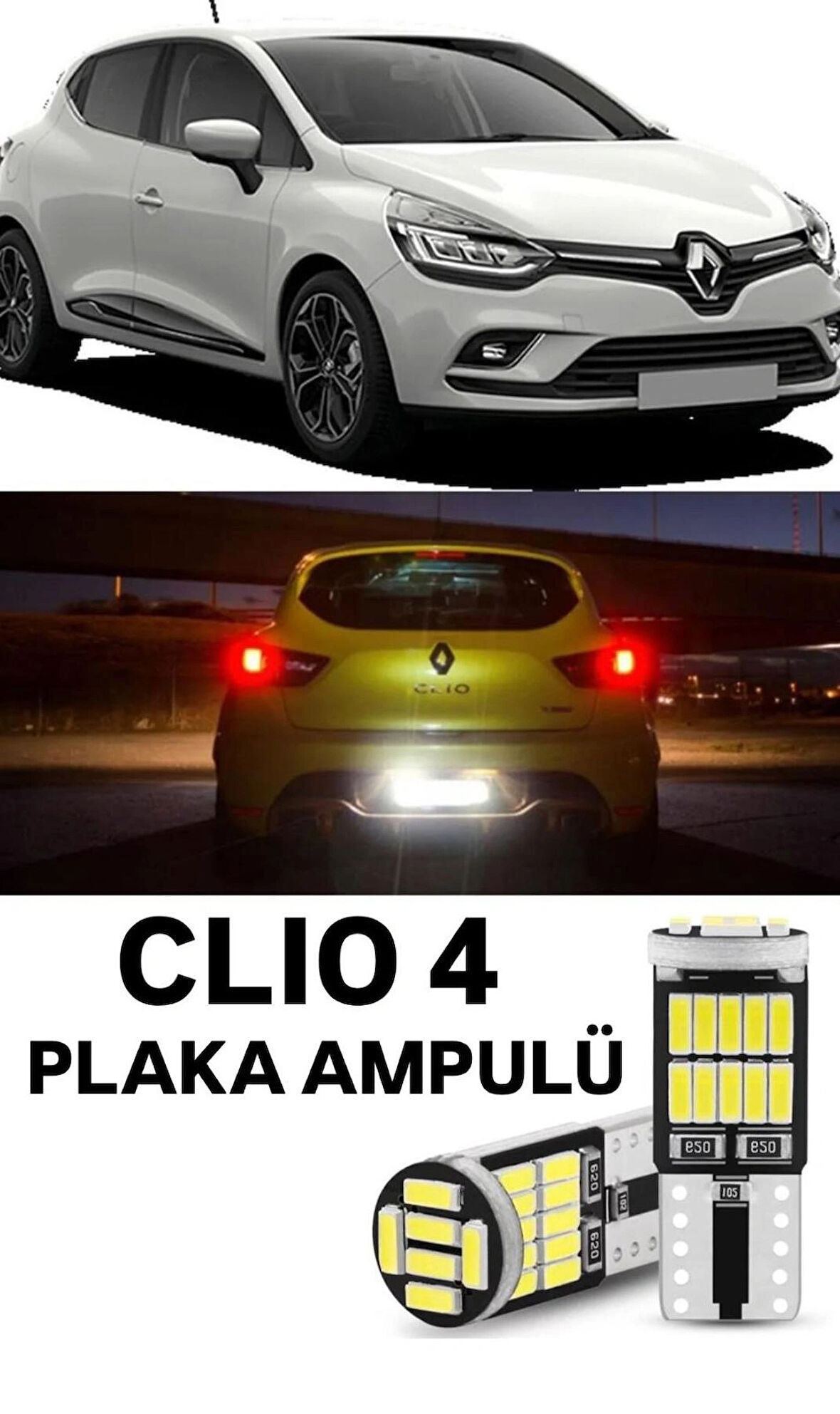 Renault Clio 4 Led Plaka Aydınlatma Ampulü Beyaz Canbus'lu