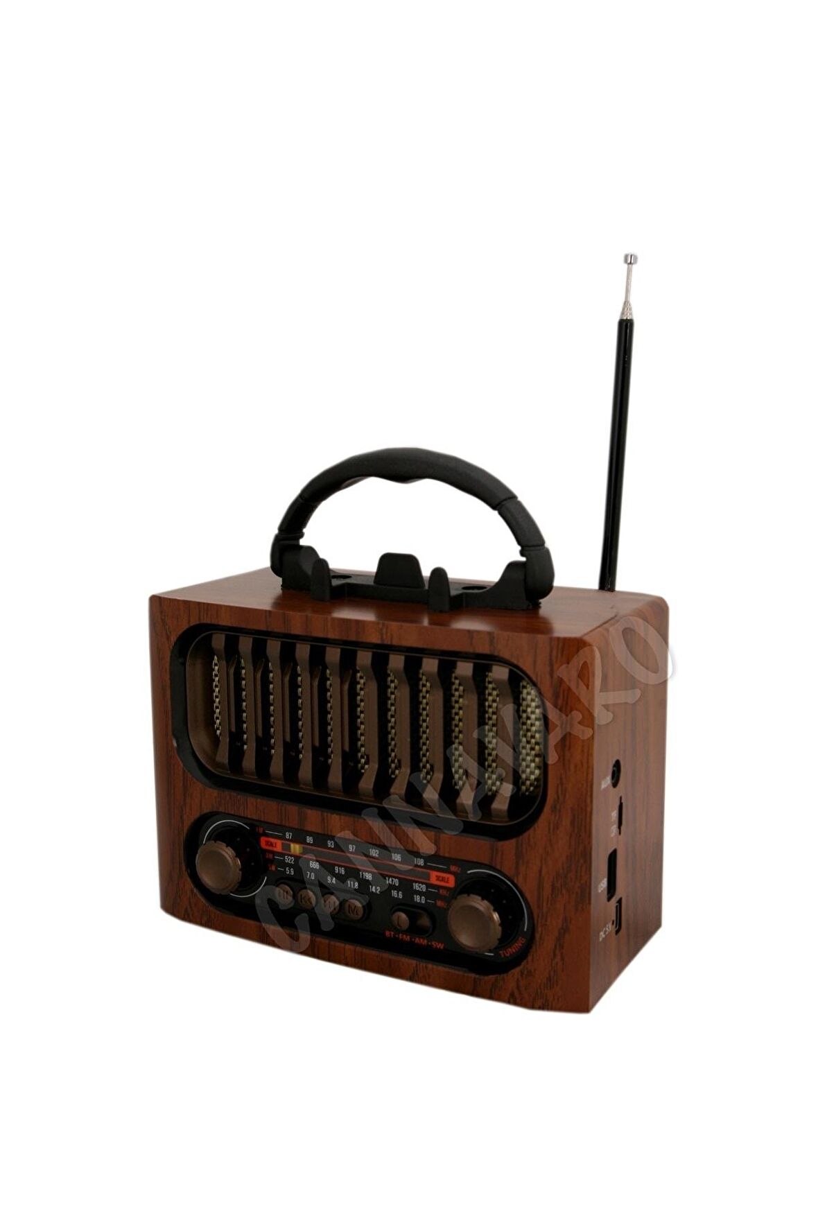 CM-1966 BT Nostaljik Radyo, Şarjlı ve Pilli, 3 bandlı fm Radyo+Aux+Usb+Tf kartlı Mp3 Çalar