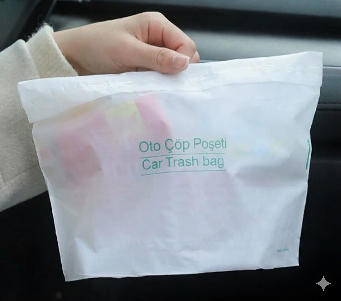 Pratik Su Geçirmez Oto Araba Çöp Poşeti Yapışkanlı 20 Adet