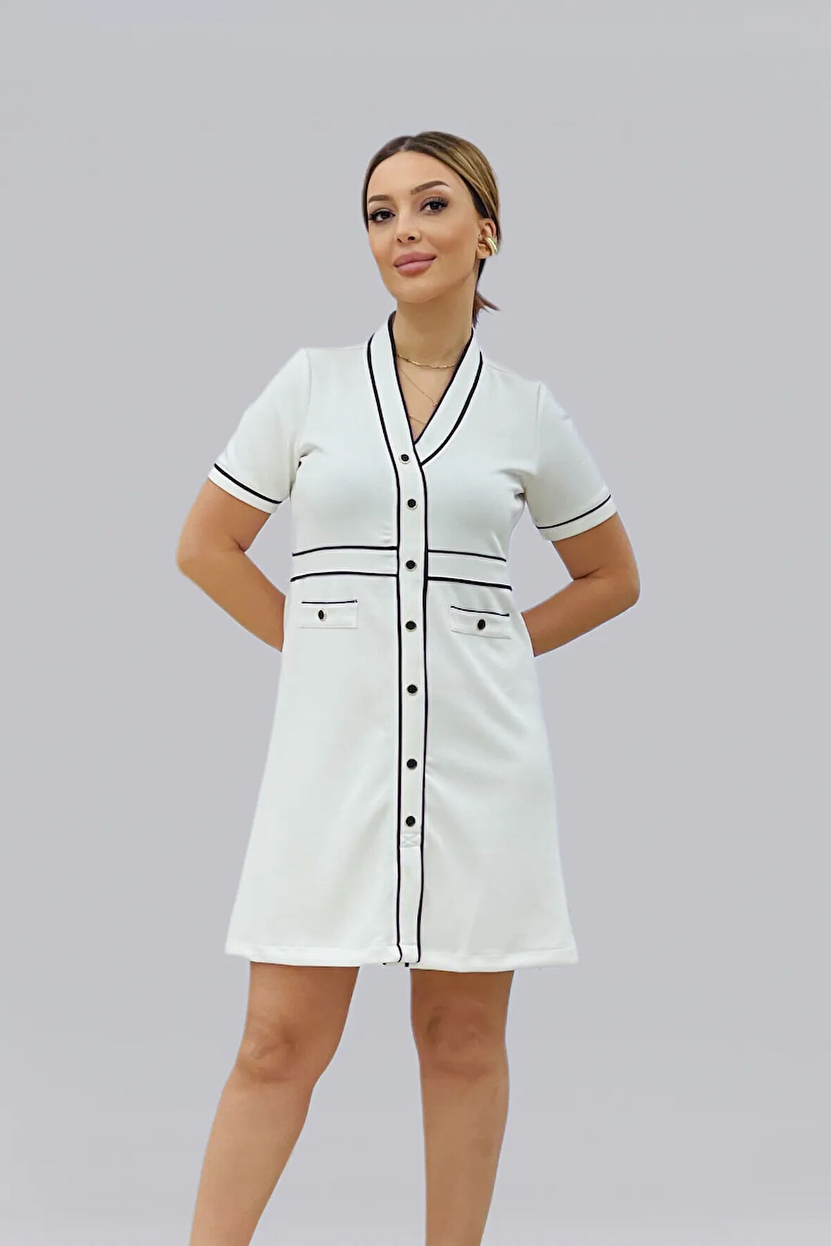 Düğme Detaylı ELBİSE 56483-25k