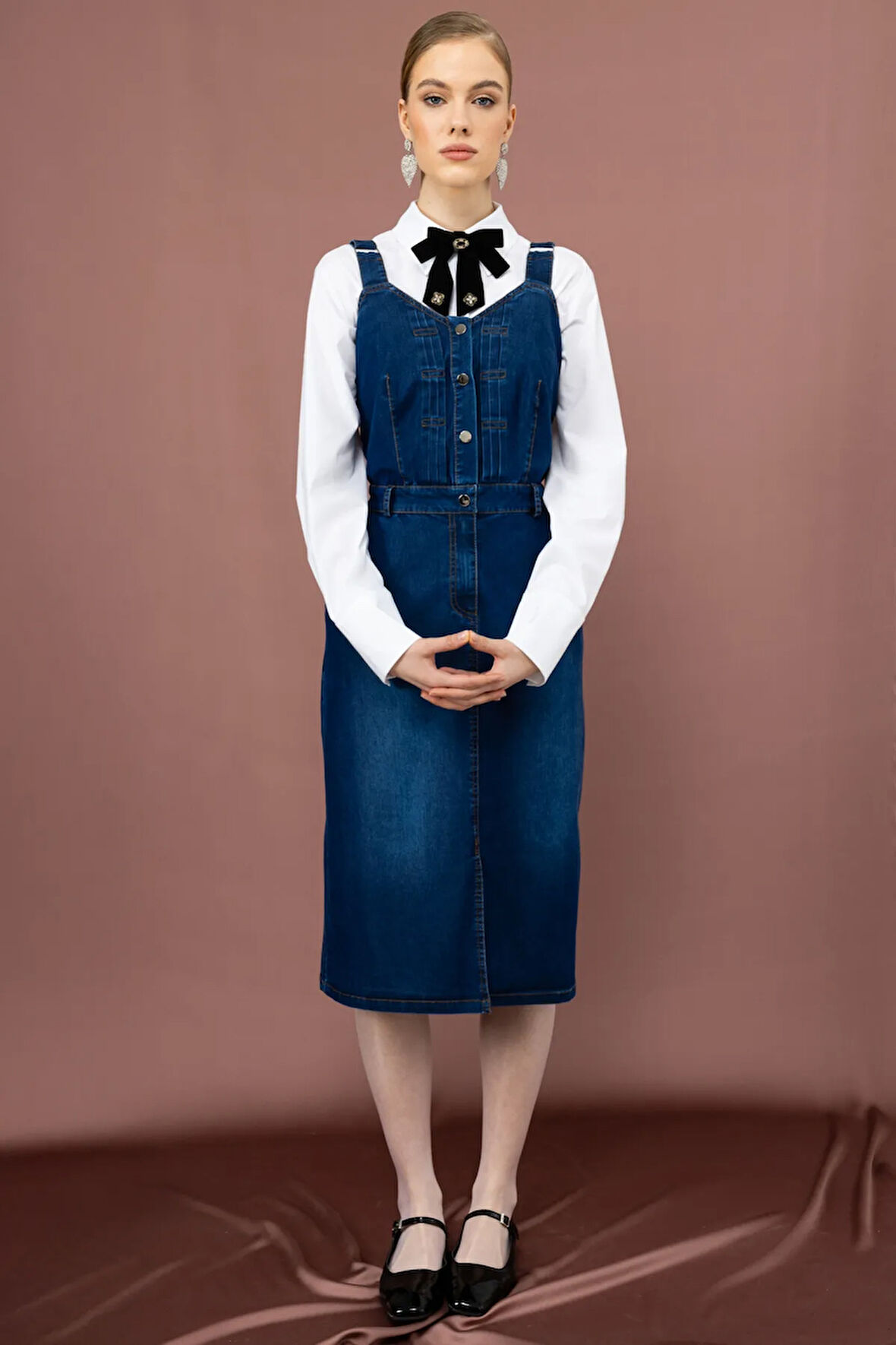 Askılı Önü Yırtmaçlı Elbise