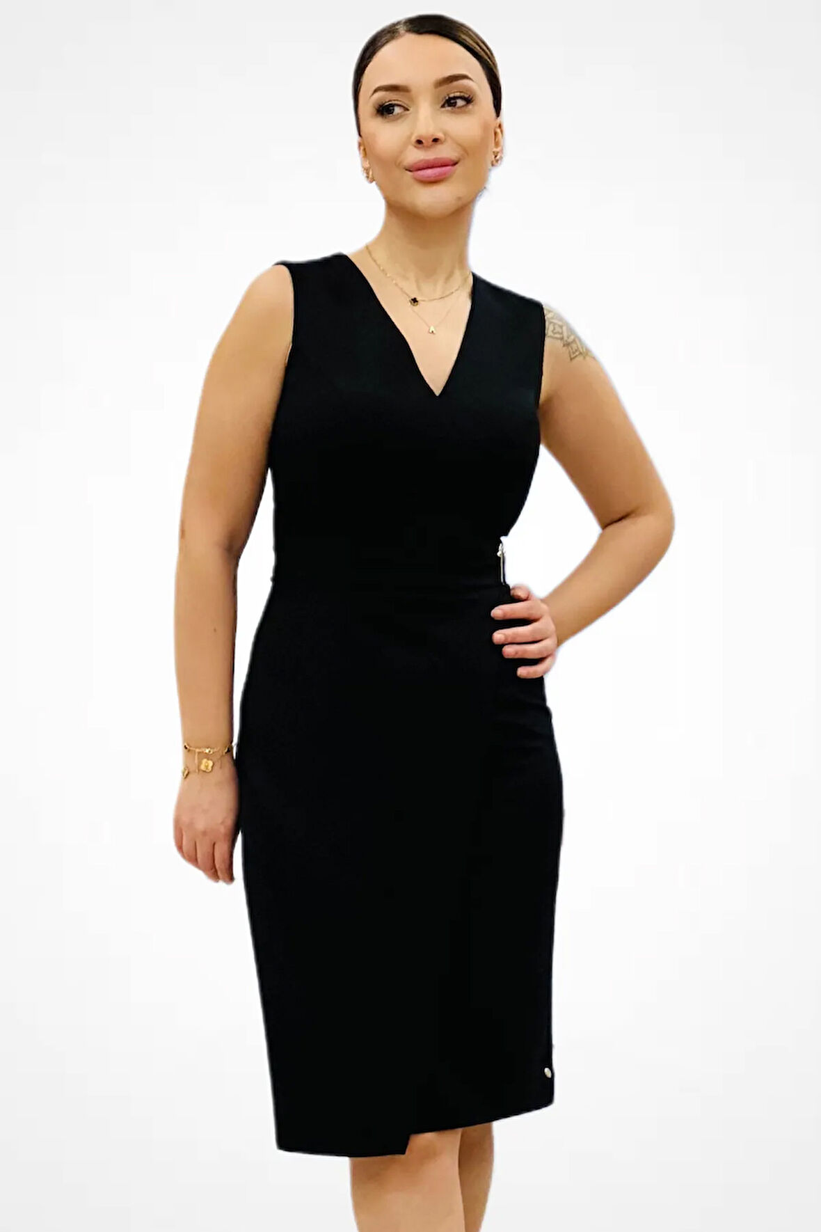 Sıfır Kol Toka Detaylı Elbise 5468-25k