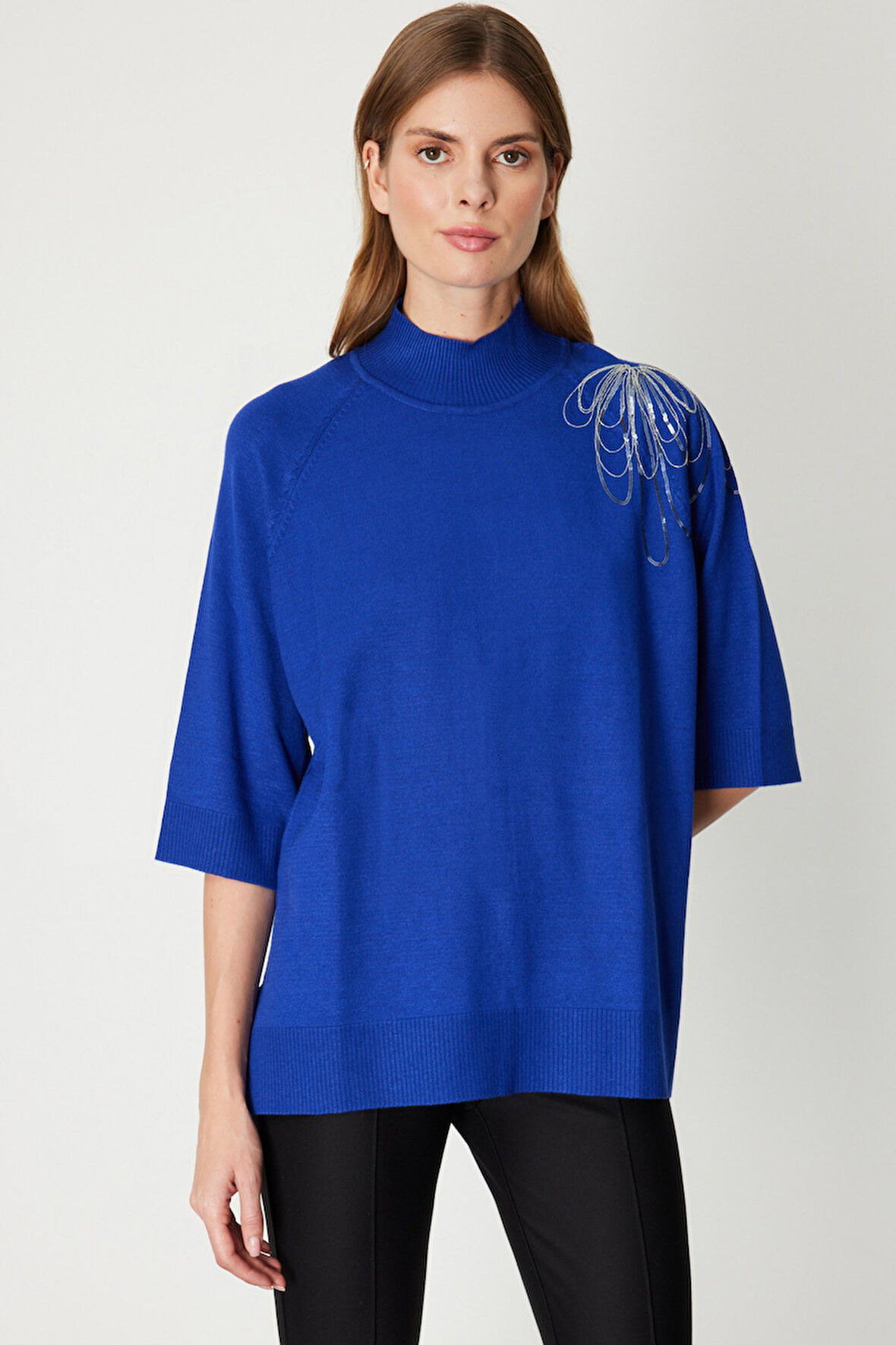 ON TRİKO Omzu Zincir İşlemeli Triko Kazak 65381