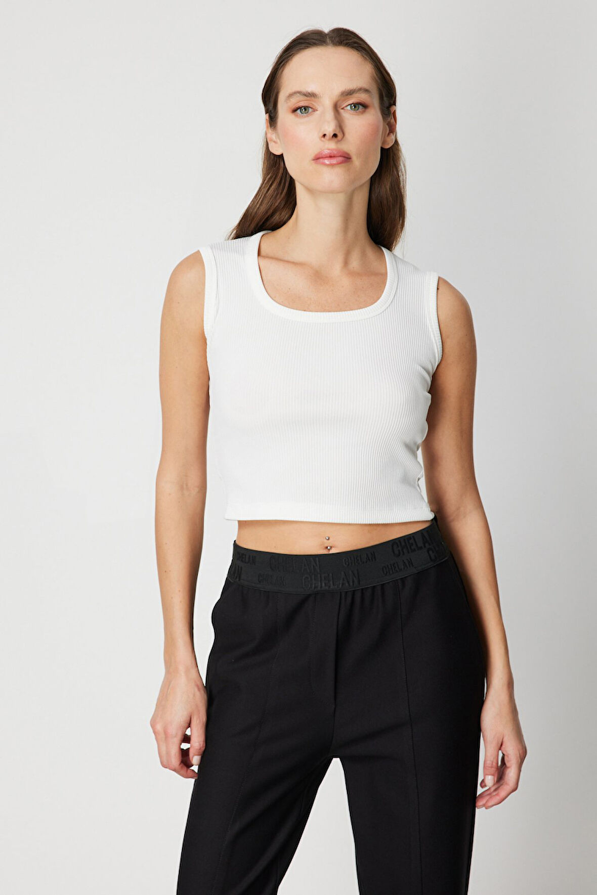ON TRİKO Fitilli Kolsuz Crop Bluz 61396
