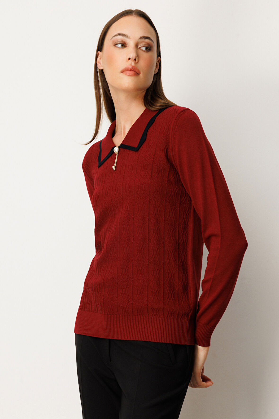 ON TRİKO Yakası Aksesuar Detaylı Triko Kazak 65363-26k