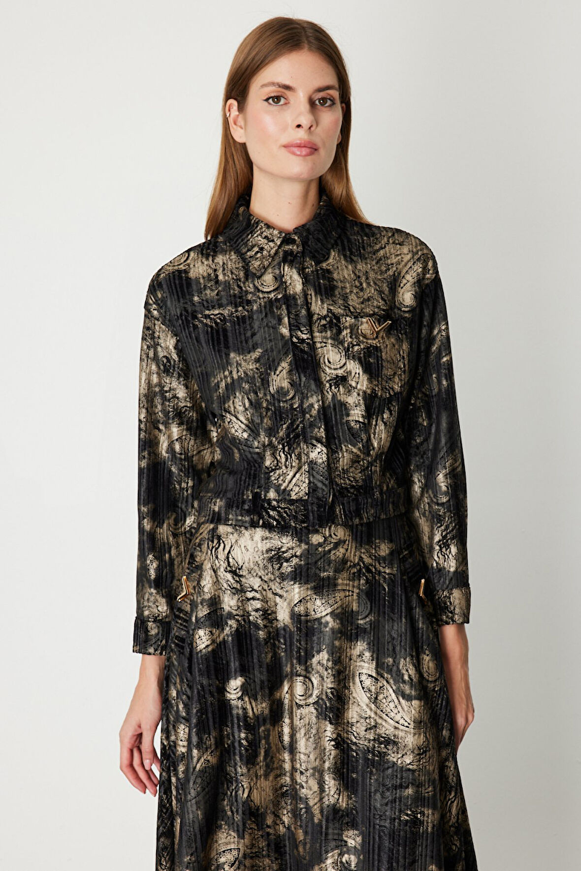 ON TRİKO Desenli Crop Ceket 66536-26K