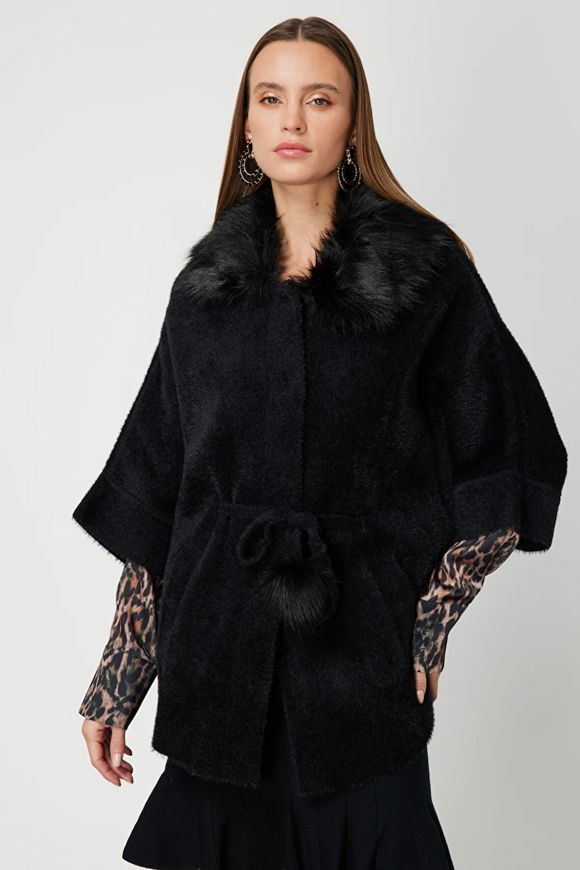 ON TRİKO Yakası Kürklü Peluş Hırka 63915-26k