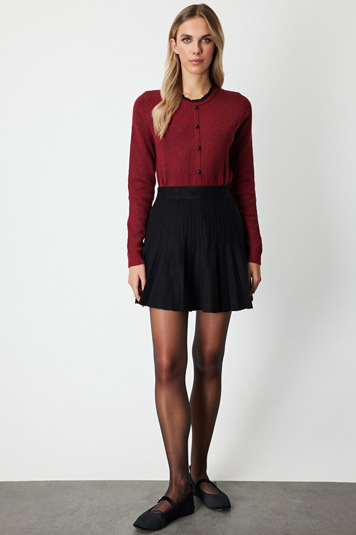 ON TRİKO Piliseli Mini Triko Etek 60203-26k