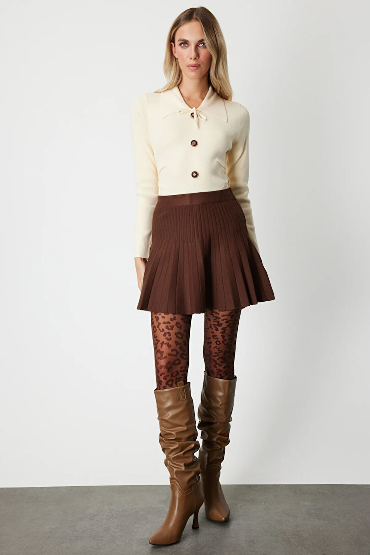 ON TRİKO Piliseli Mini Triko Etek 60203-26k