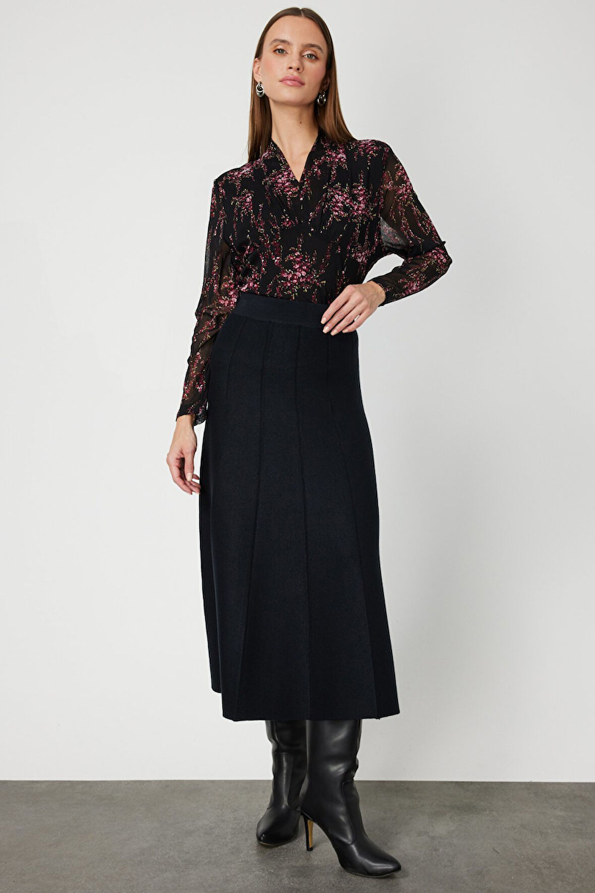 ON TRİKO Pileli Midi Triko Etek 65210-26k