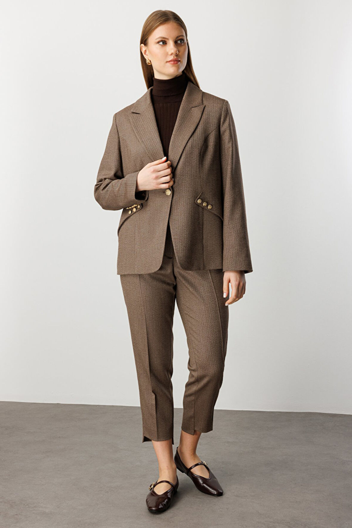 EKOL Zikzak Desenli Dar Paça Pantolon 5535-26k