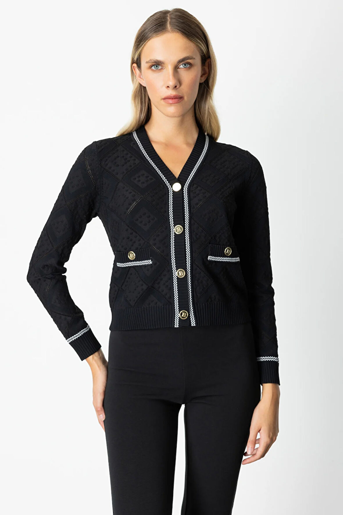 ON TRİKO V Yaka Kabartmalı Hırka 60950-26k