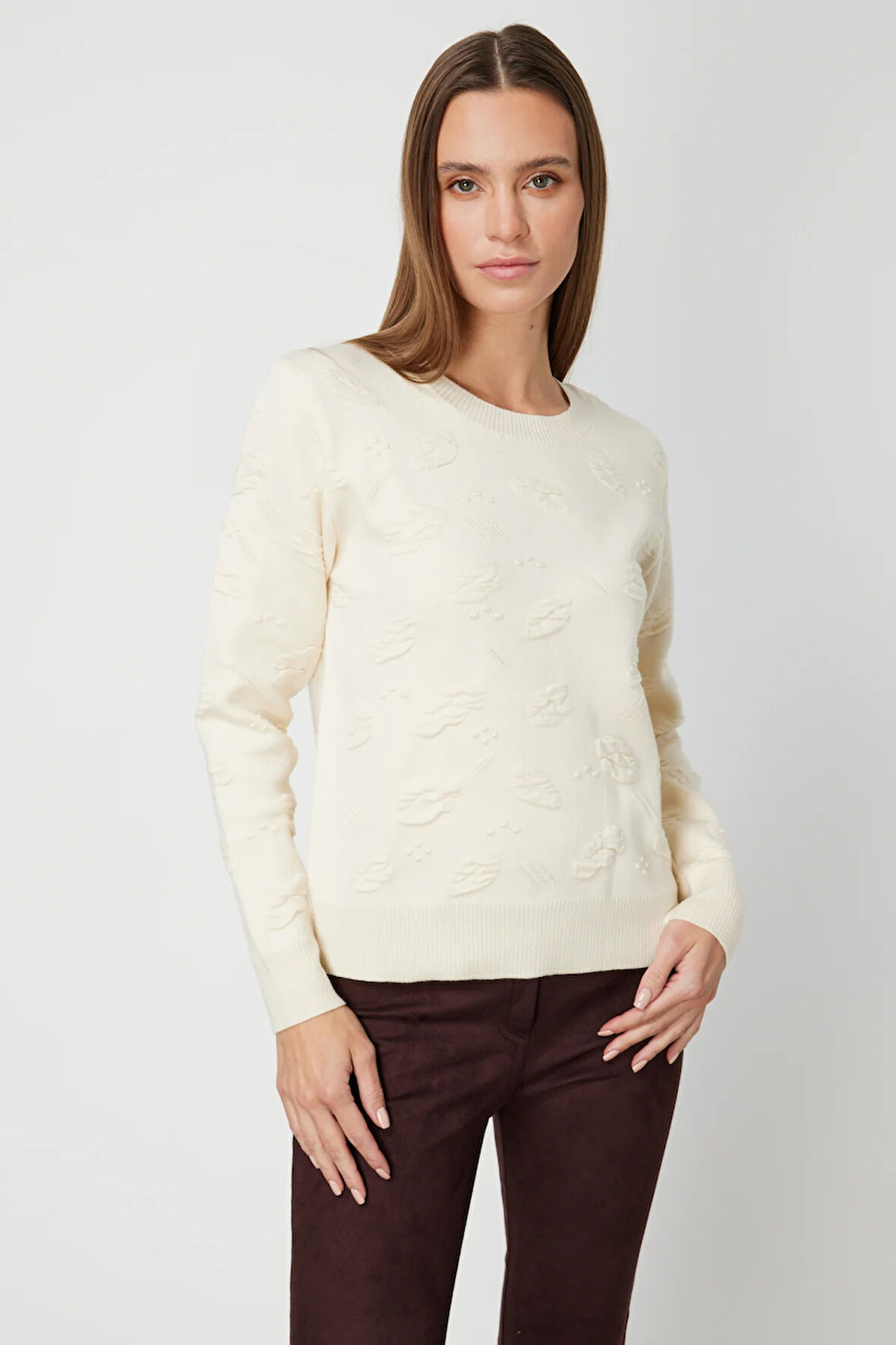 ON TRİKO Kabartmalı Triko Kazak 66363-26k